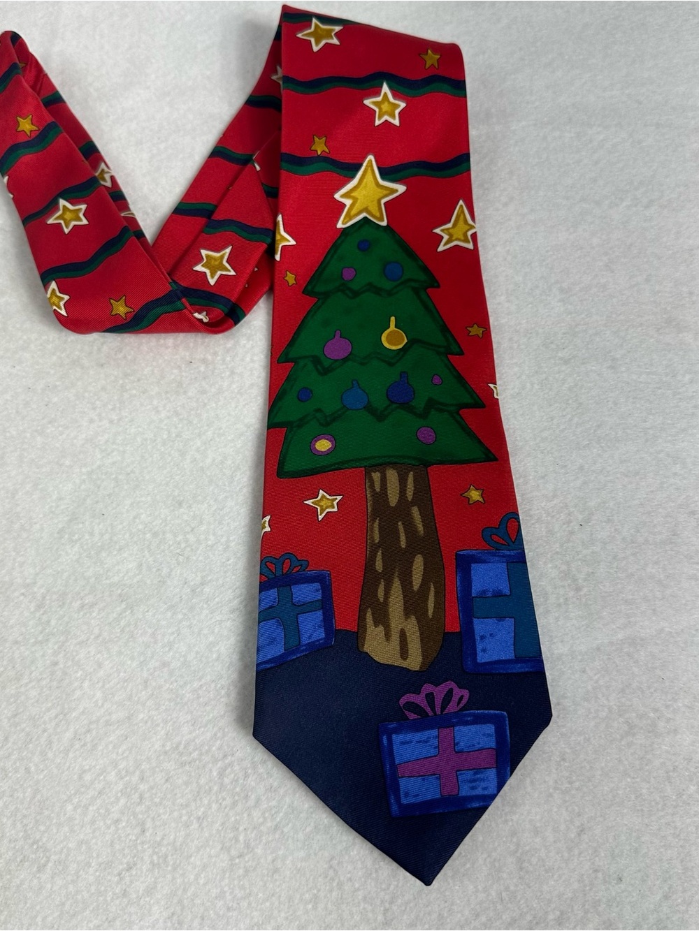 Red Christmas Tree Necktie - Holiday Accessories